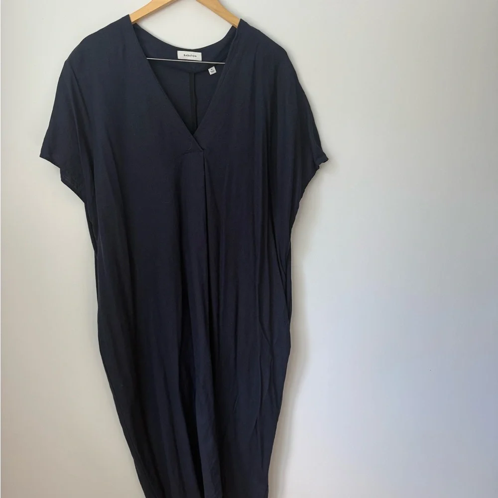 Babaton Charette linen kaftan style dress navy - Picture 6 of 6